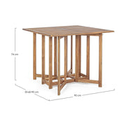 Akácfából készült, változtatható szélességű kerti asztal négy darab székkel.