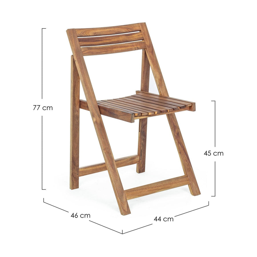 Akácfából készült, változtatható szélességű kerti asztal négy darab székkel.
