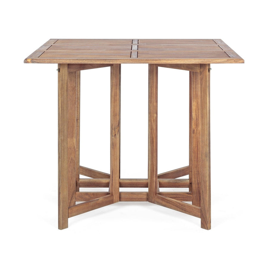 Akácfából készült, változtatható szélességű kerti asztal négy darab székkel.