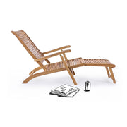 Akácfából készült, 163 cm hosszú, karfás kialakítású, kerti pihenőszék.