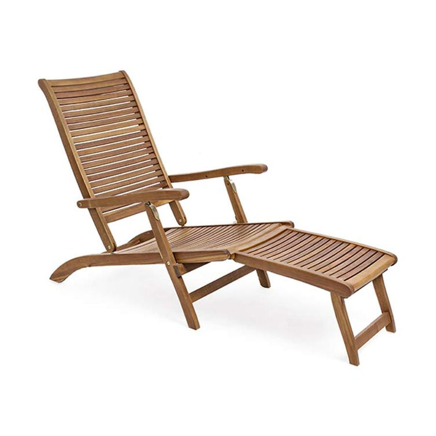 Akácfából készült, 163 cm hosszú, karfás kialakítású, kerti pihenőszék.