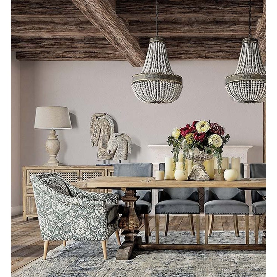 Prémium kategóriás, újrahasznosított akácfából faragott ethnic stílusú lófej szobor talapzaton