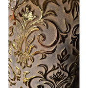 Aranyszínű barokk dombormintával díszített, modern, glamour stílusú kerámia kaspó.