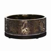 Aranyszínű dombormintával díszített, modern, glamour stílusú kerámia arany tál.