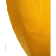Art Deco stílusú, napsárga színű bársonnyal kárpitozott fotel, arany színű fém lábakkal