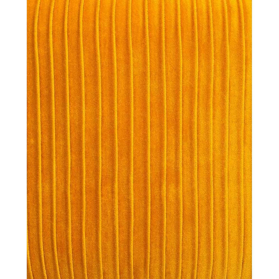 Art Deco stílusú, napsárga színű bársonnyal kárpitozott fotel, arany színű fém lábakkal