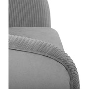 Art Deco stílusú, szürke színű bársonnyal kárpitozott fotel, arany színű fém lábakkal