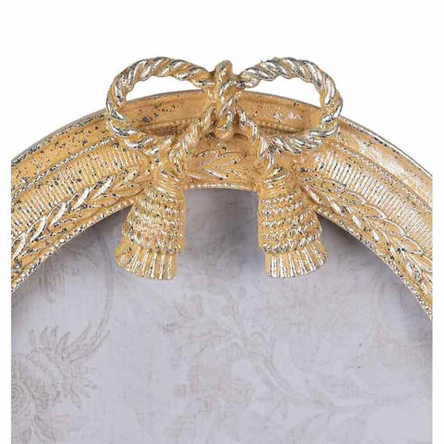 Vintage stílusú, zsinór díszítésű, antik arany színű ovális asztali-fali fényképtartó képkeret