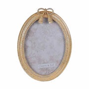 Vintage stílusú, zsinór díszítésű, antik arany színű ovális asztali-fali fényképtartó képkeret