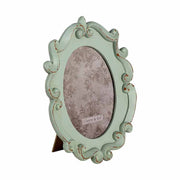 Vintage stílusú, ovális formájú, menta zöld színű asztali fényképtartó