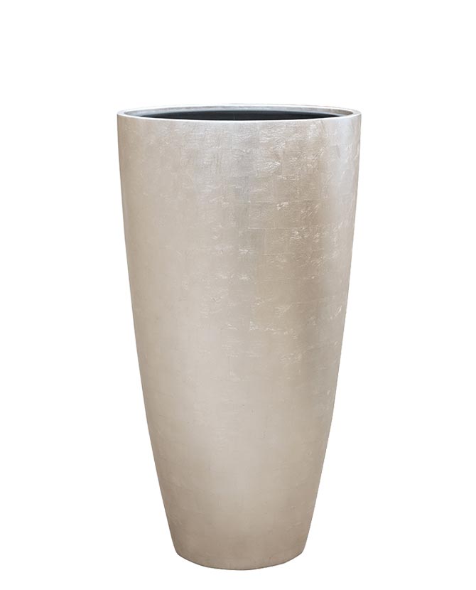 BAQ Metallic kompozit óriás kaspó 40x75 cm, matt pezsgőszínű, kézzel készített dizájn kaspó beltéri használatra