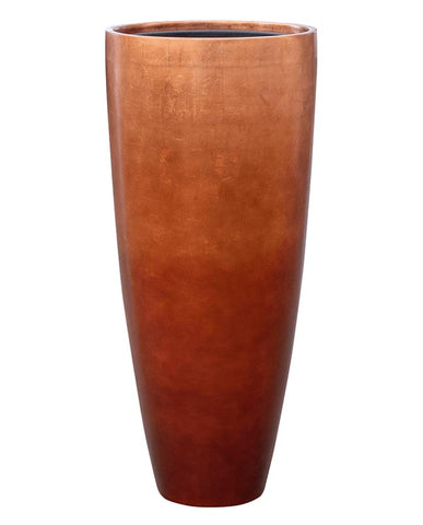 BAQ Metallic kompozit óriás kaspó 40x90 cm, matt rézszínű, kézzel készített dizájn kaspó beltéri használatra.
