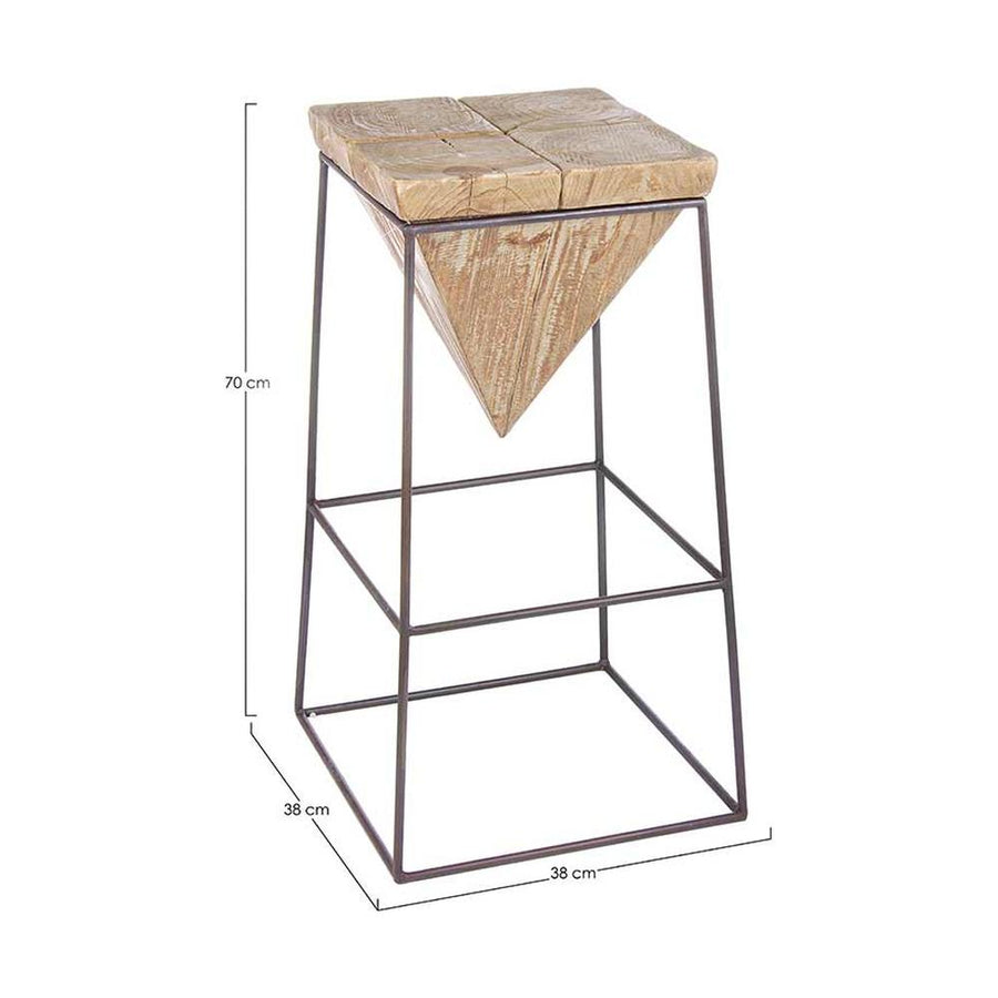 Skandináv stílusú, fenyőfából és fémből készült rusztikus bárszék.