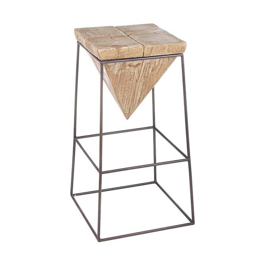 Skandináv stílusú, fenyőfából és fémből készült rusztikus bárszék.