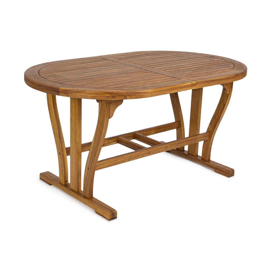 Akácfából készült, 150 cm-ről 200 cm hosszúságra bővíthető kültéri étkezőasztal.