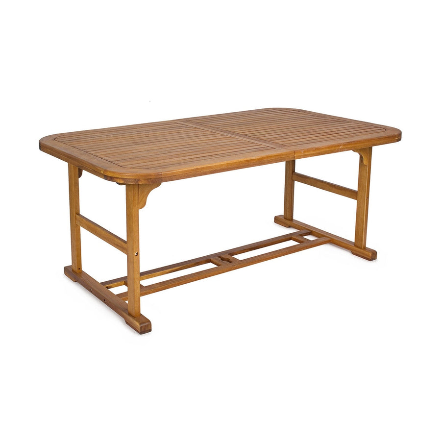 Akácfából készült, 180 cm-ről 240 cm hosszúságra bővíthető kültéri étkezőasztal .