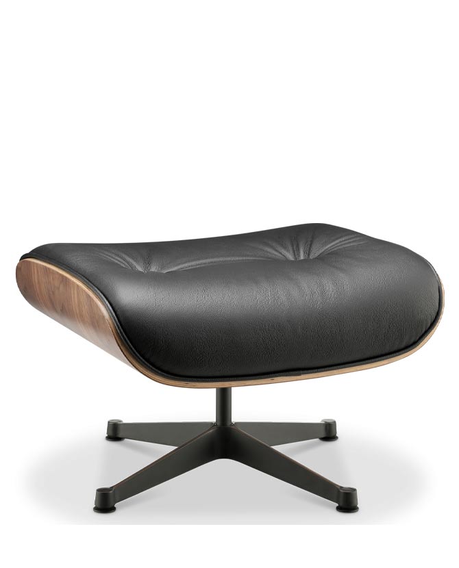 Eames Lounge Chair inspirálta pihenő fotel dió furnér fafelülettel, bőr kárpittal.