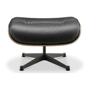 Eames Lounge Chair inspirálta pihenő fotel dió furnér fafelülettel, bőr kárpittal.