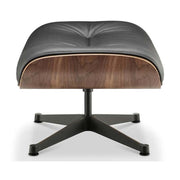 Eames Lounge Chair inspirálta pihenő fotel dió furnér fafelülettel, bőr kárpittal.