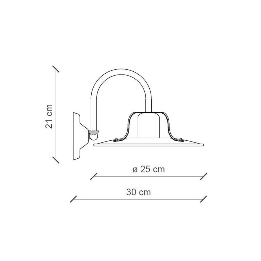 Country falilámpa méretekkel ellátott rajza.