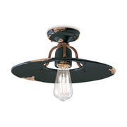 Rusztikus, vidéki stílusú, antikolt felületű mázas kerámiából és fémből készült, kézműves mennyezeti lámpa.