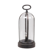 Vidéki, Country és Vintage stílusú üvegbúrás, antik fekete színű dekor fémlámpa időzíthető LED izzóva