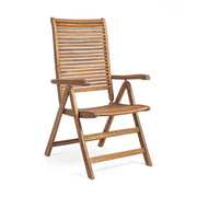 Akácfából készült, dönthető háttámlájú kerti karosszék.