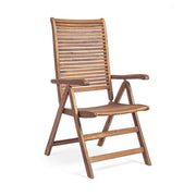 Akácfából készült, dönthető háttámlájú kerti karosszék.