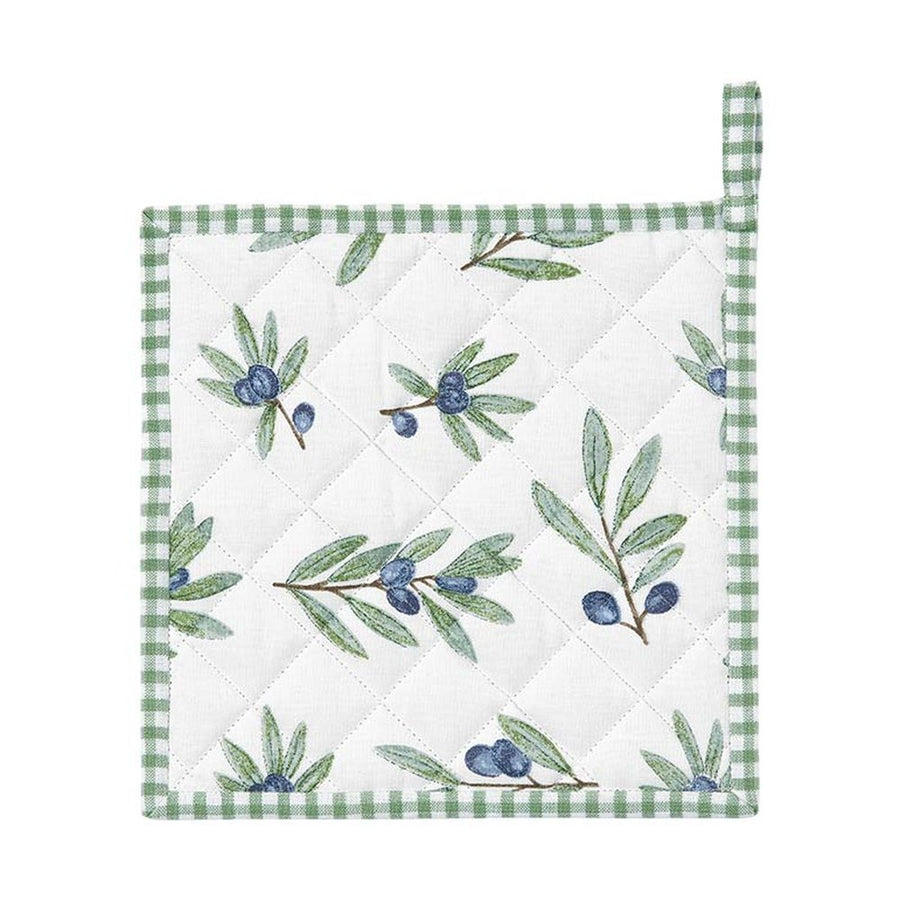 Mediterrán stílusú, olívaágakkal díszített 100 % pamut konyhai edényalátét