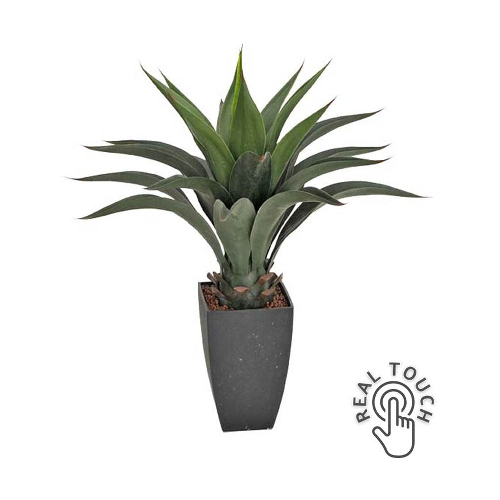 Exkluzív megjelenésű, prémium minőségű, élethű, "Real Touch" hatású, 69 cm magas mesterséges mű agave attenuata kaspóban