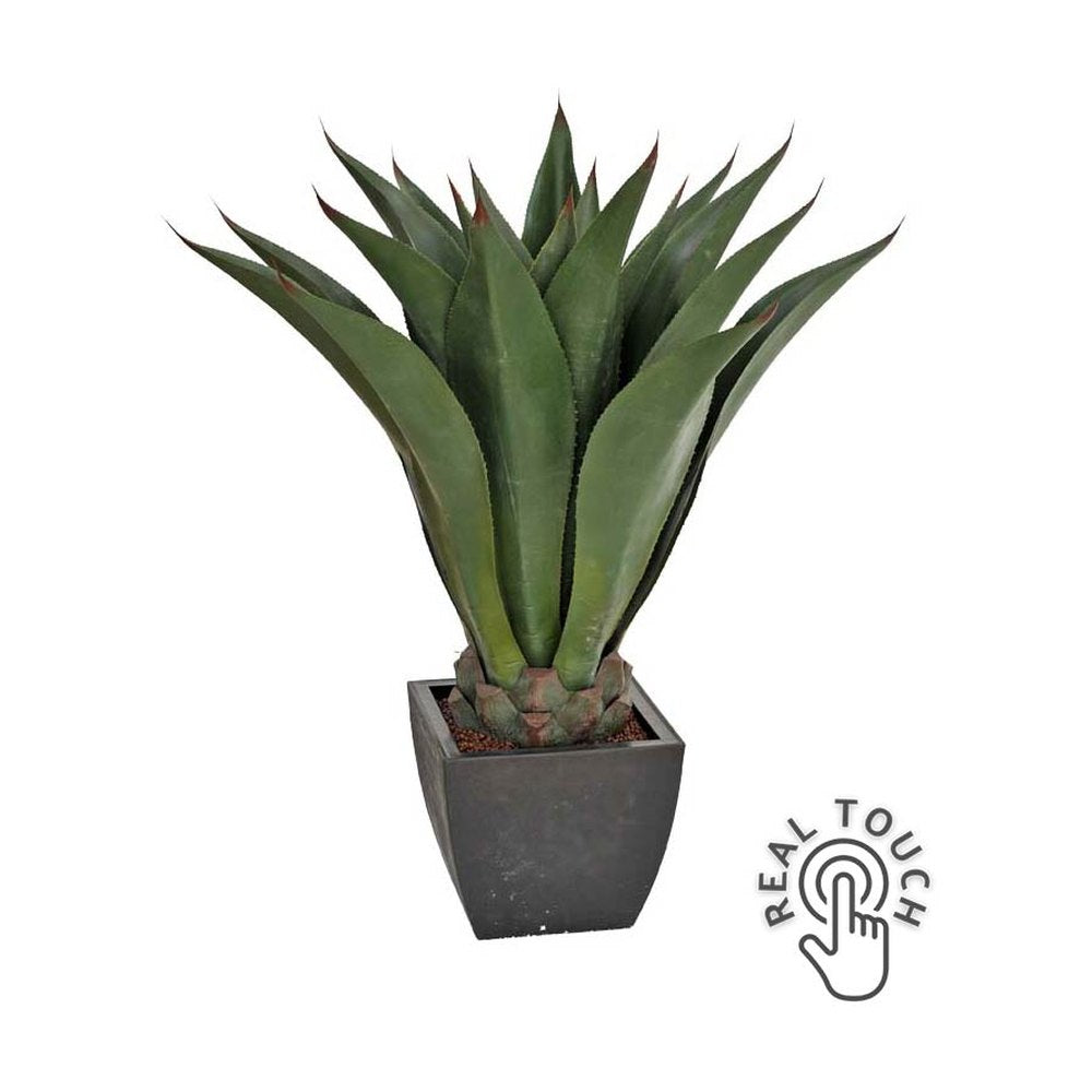 Exkluzív megjelenésű, prémium minőségű, élethű, "Real Touch" hatású, 96 cm magas mesterséges mű agave attenuata kaspóban