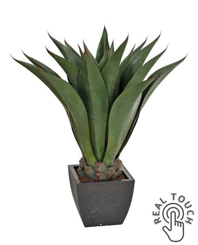Exkluzív megjelenésű, prémium minőségű, élethű, "Real Touch" hatású, 96 cm magas mesterséges mű agave attenuata kaspóban