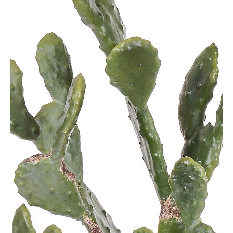 Élethű megjelenésű, 130 cm magas, hamvas zöld színű, mesterséges füge kaktusz, fekete műanyag cserépben.