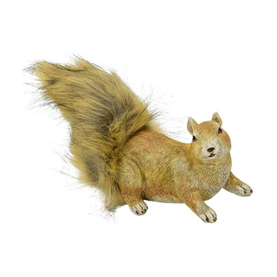 Vintage stílusú, erdei mókus figura, lompos szőrme farokkal