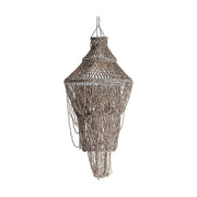 Prémium kategóriás, kortárs illetve törzsi stílusú, apró kagylókból készült exkluzív, 112 cm magas, kézműves függeszték lámpa