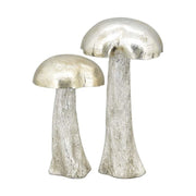 Glamour stílusú, ezüstszínű, nagyméretű, karácsonyi erdei gomba figura.