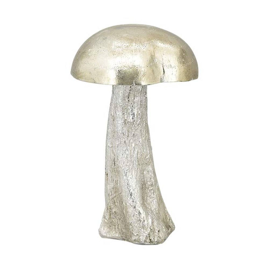 Glamour stílusú, ezüstszínű, nagyméretű, karácsonyi erdei gomba figura.