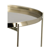 Réz színű, kör alaprajzú, modern stílusú fém kisasztal