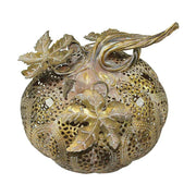 Keleti stílusú, sárgaréz színű fémcsipkéből készült, kézműves, tök formájú lámpás