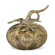 Keleti stílusú, sárgaréz színű fémcsipkéből készült, kézműves, tök formájú lámpás