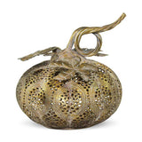 Keleti stílusú, sárgaréz színű fémcsipkéből készült, kézműves, tök formájú lámpás