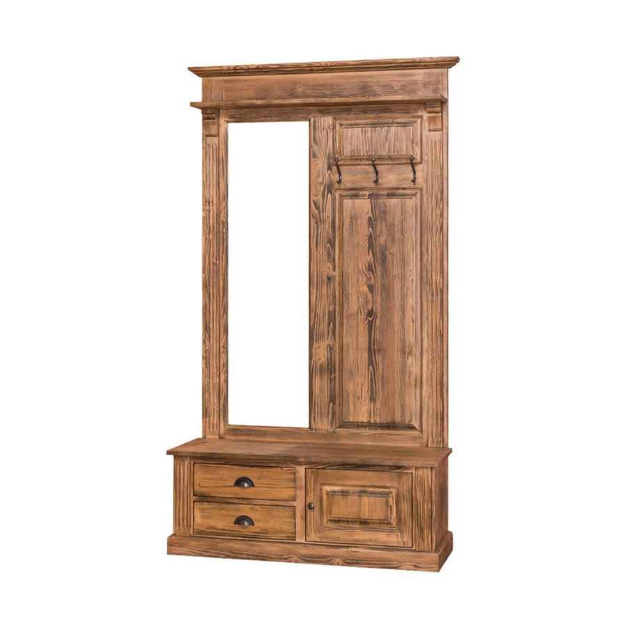 Fenyőfából készült előszobafal tükörrel