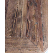 Újrahasznosított fából és vasból készült, 100 cm átmérőjű, loft stílusú étkezőasztal.