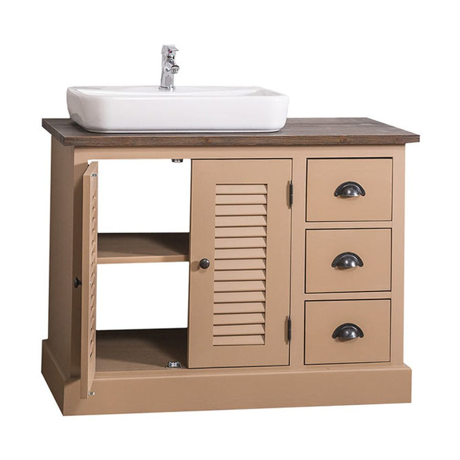 Fenyőfából készült 3 fiókos mosdószekrény a