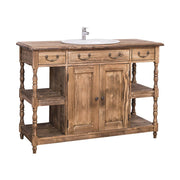 Fenyőfából készült mosdószekrény 4 darab fiókkal és 2 darab polccal