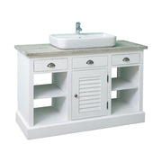 Fenyőfából készült polcos mosdószekrény 3 darab fiókkal