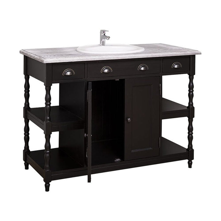 Fenyőfából készült mosdószekrény 4 darab fiókkal és 2 darab polccal