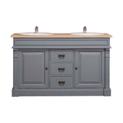 Fenyőfából készült mosdószekrény tölgyfa fedlappal, 3 darab fiókkal és 2 darab polccal