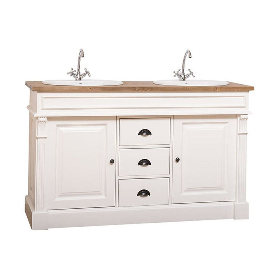 Fenyőfából készült mosdószekrény 3 darab fiókkal és 2 darab polccal