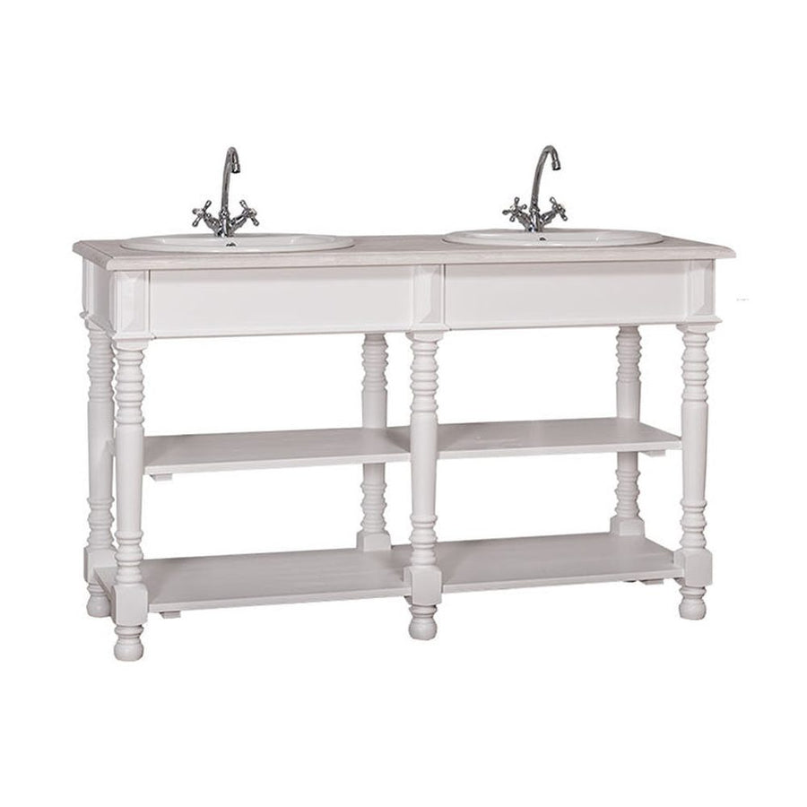 Fenyőfából készült mosdószekrény 2 darab hosszú polccal 